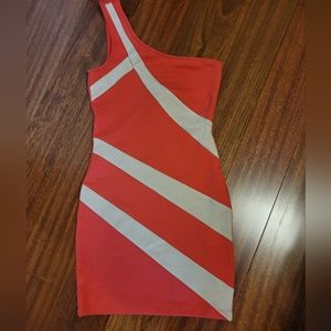 Nwot XXI coral pink one shoulder bodycon dress